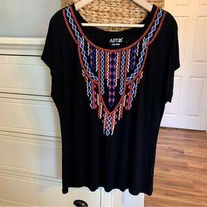 Aztec Faux Embroidered Top